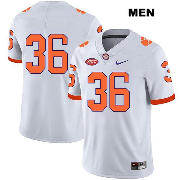 Men's Clemson Tigers #36 Lannden Zanders Stitched White Legend Authentic Nike No Name NCAA College Football Jersey FKT1546UC